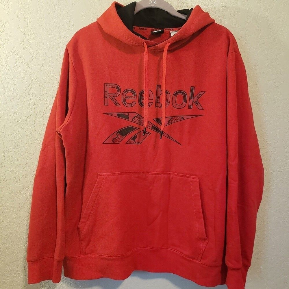 Reebok Men's Size XL Red Black Pullover Hoodie Sweatshirt